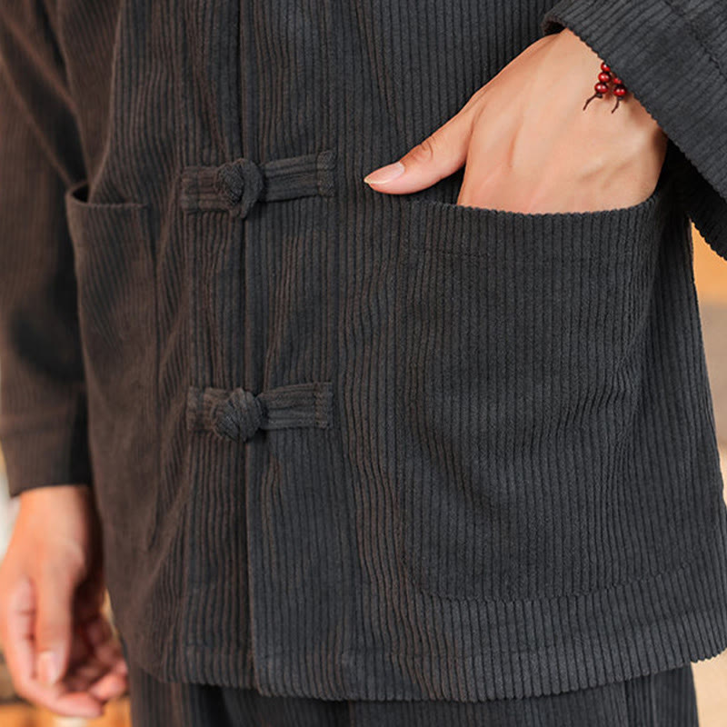 Tactile Cotton Corduroy Minimalist Meditation Shirt and Pants Set
