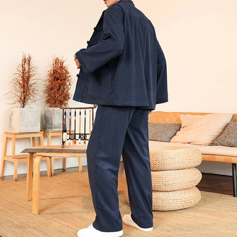 Tactile Cotton Corduroy Minimalist Meditation Shirt and Pants Set