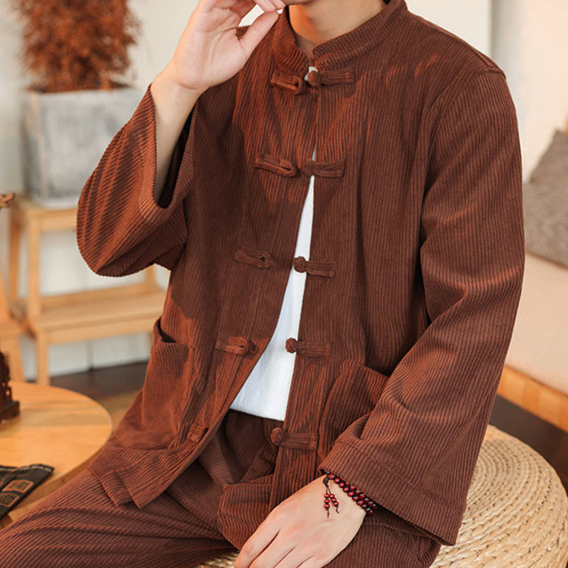 Tactile Cotton Corduroy Minimalist Meditation Shirt and Pants Set