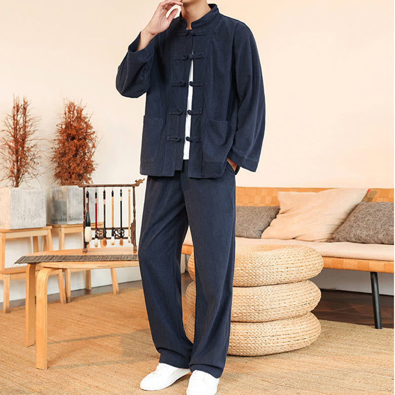 Tactile Cotton Corduroy Minimalist Meditation Shirt and Pants Set