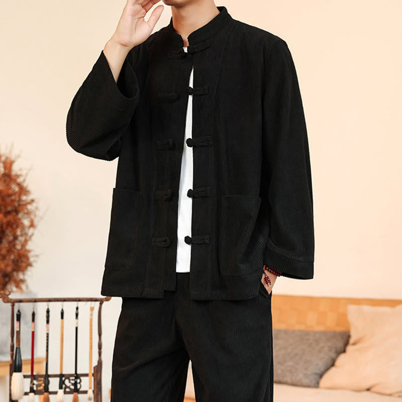 Tactile Cotton Corduroy Minimalist Meditation Shirt and Pants Set