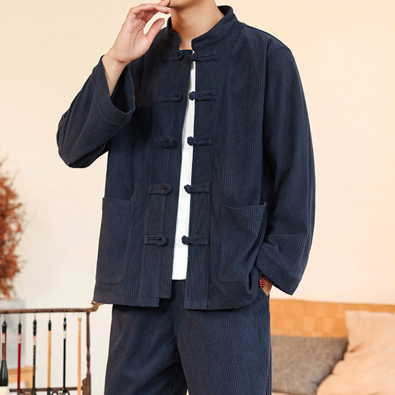 Tactile Cotton Corduroy Minimalist Meditation Shirt and Pants Set