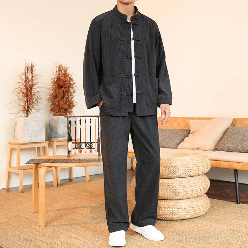 Tactile Cotton Corduroy Minimalist Meditation Shirt and Pants Set