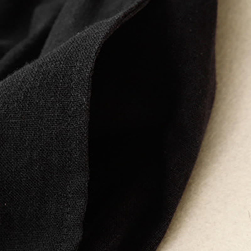 Solid Color Cotton Women's Wide Leg Pants With Pockets