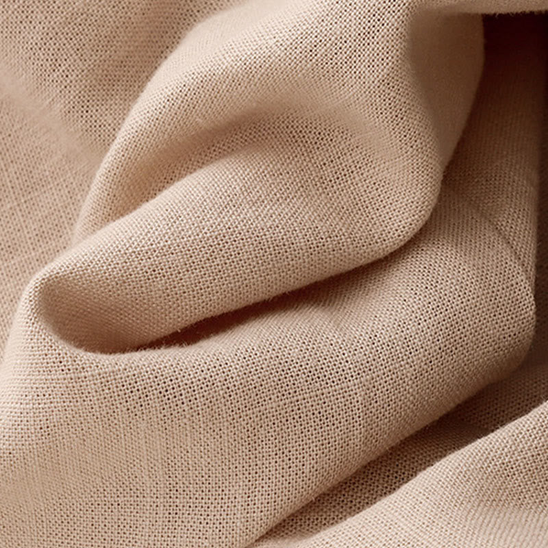 Solid Color Cotton Women's Wide Leg Pants With Pockets