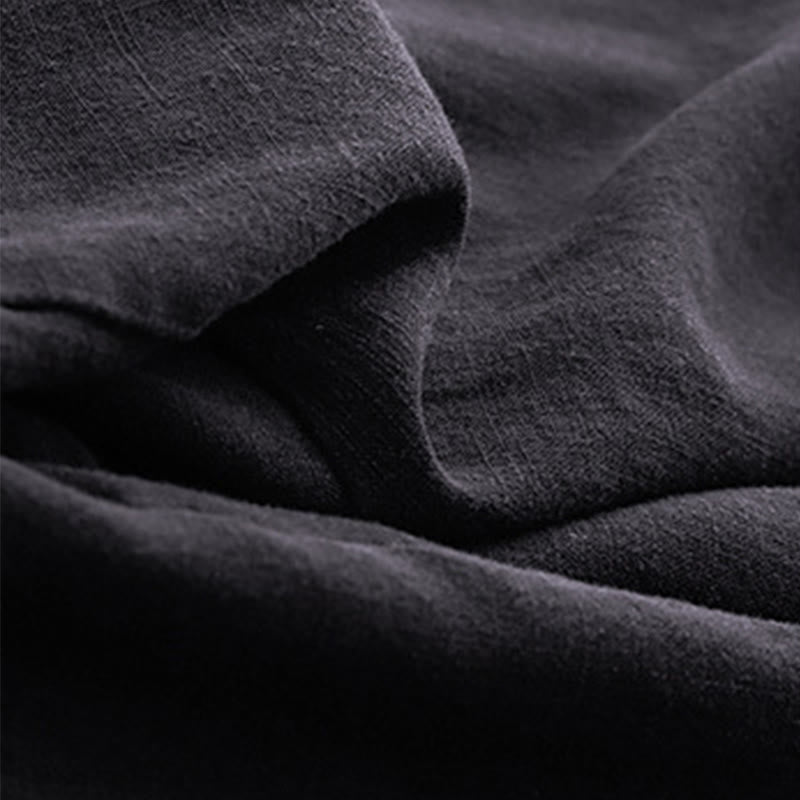 Solid Color Cotton Women's Wide Leg Pants With Pockets