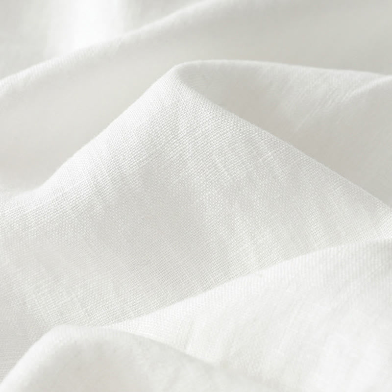 Solid Color Cotton Women's Button Wide Leg Pants With Pockets