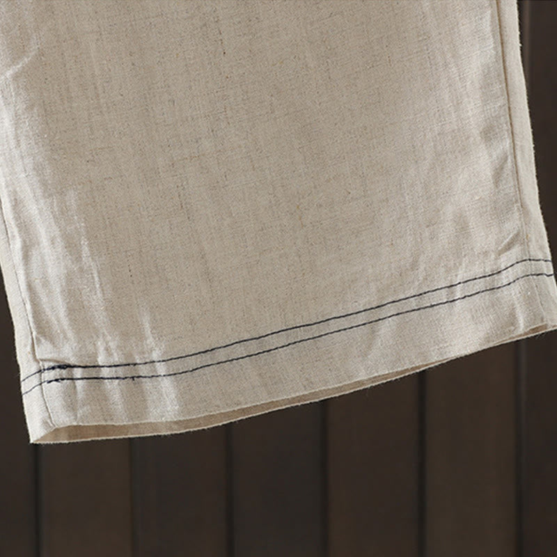 Tactile Cotton Color-Blocked Straight-Leg Meditation Pants
