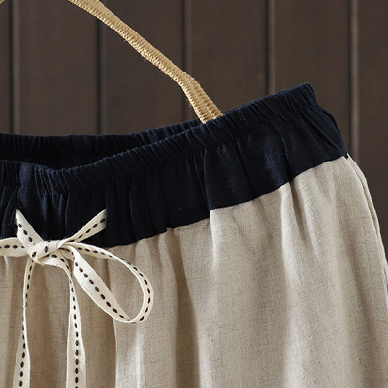 Tactile Cotton Color-Blocked Straight-Leg Meditation Pants