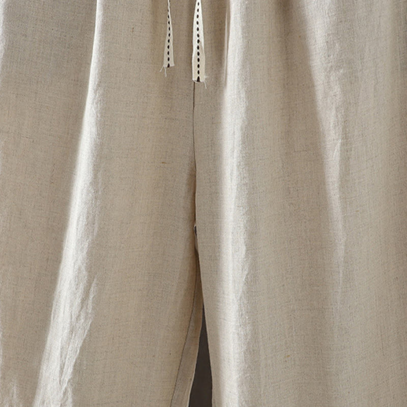 Tactile Cotton Color-Blocked Straight-Leg Meditation Pants