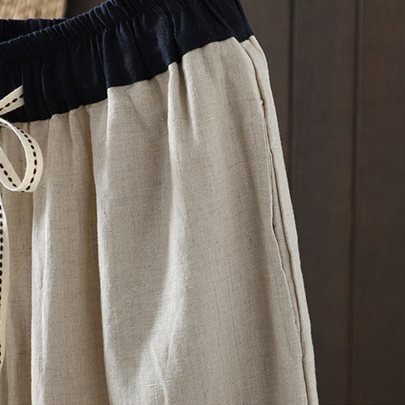 Tactile Cotton Color-Blocked Straight-Leg Meditation Pants