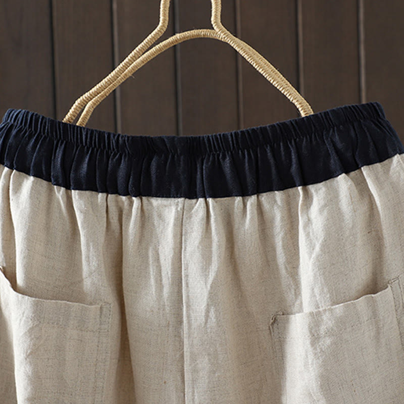 Tactile Cotton Color-Blocked Straight-Leg Meditation Pants