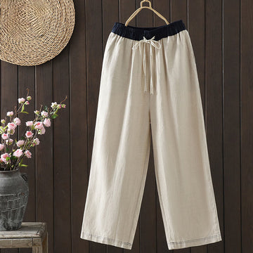 Tactile Cotton Color-Blocked Straight-Leg Meditation Pants