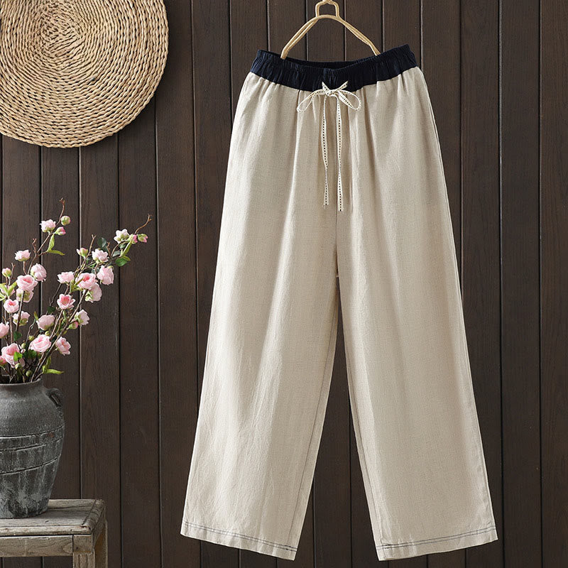 Tactile Cotton Color-Blocked Straight-Leg Meditation Pants