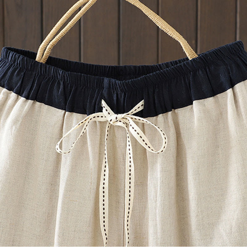 Tactile Cotton Color-Blocked Straight-Leg Meditation Pants