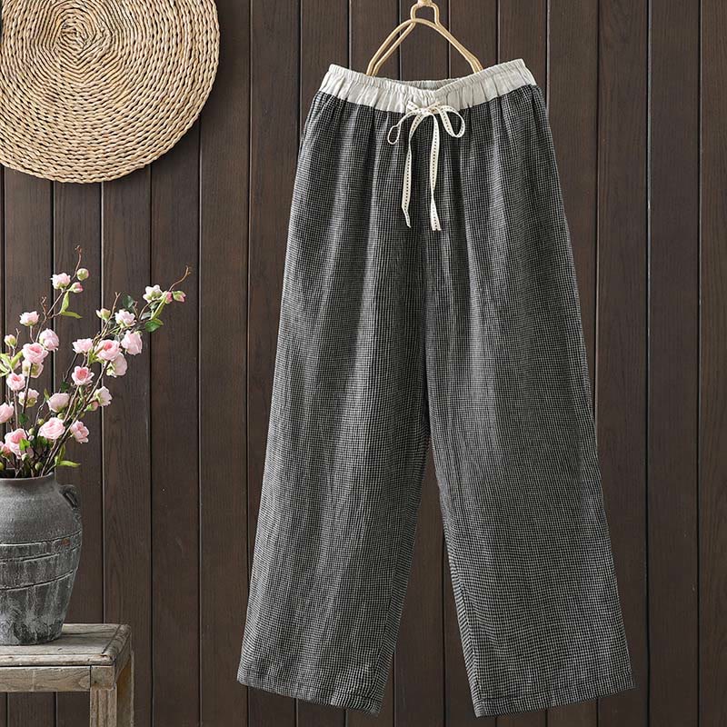 Tactile Cotton Color-Blocked Straight-Leg Meditation Pants