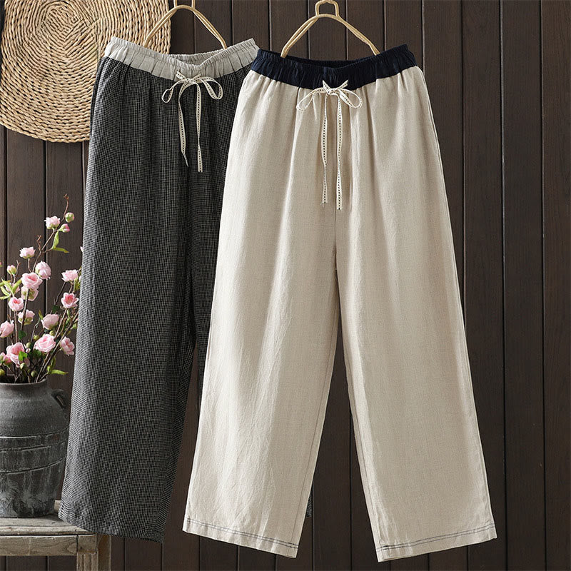 Tactile Cotton Color-Blocked Straight-Leg Meditation Pants