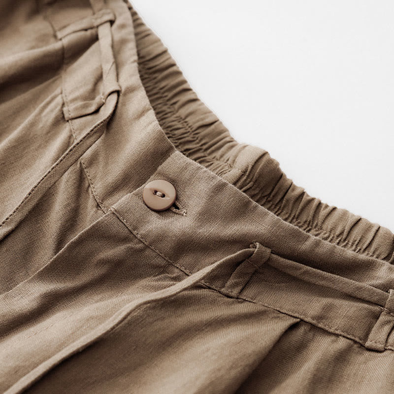 Tactile Cotton Straight-Leg Meditation Pants with Pockets