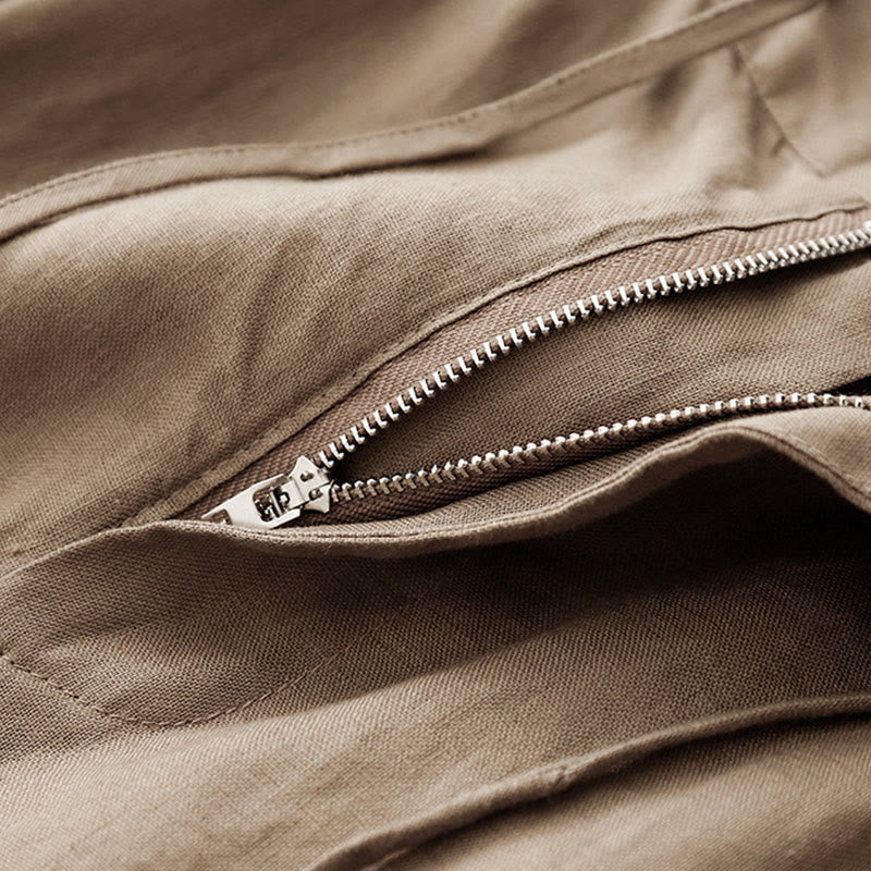Tactile Cotton Straight-Leg Meditation Pants with Pockets