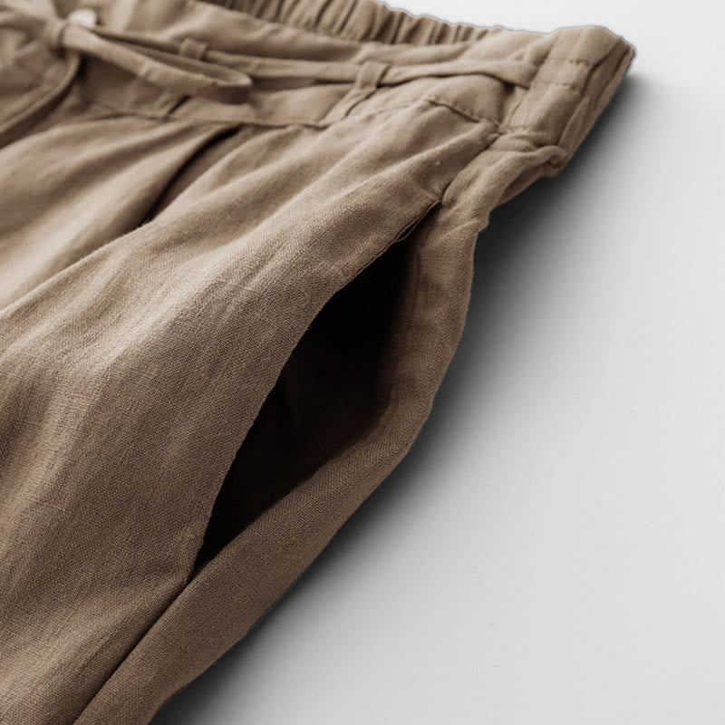 Tactile Cotton Straight-Leg Meditation Pants with Pockets
