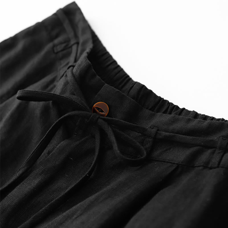 Tactile Cotton Straight-Leg Meditation Pants with Pockets