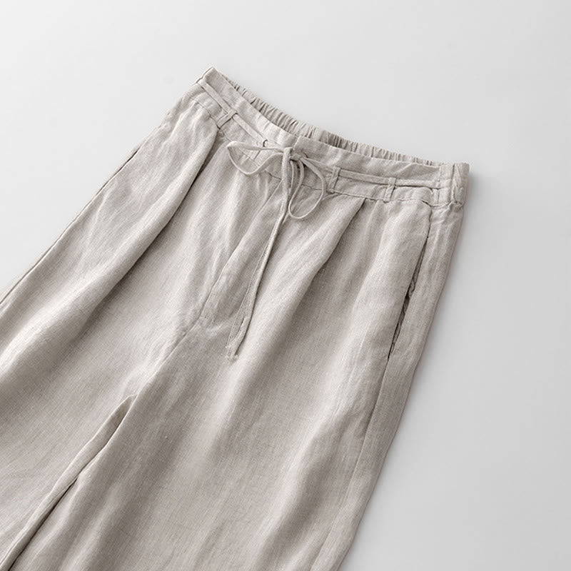 Tactile Cotton Straight-Leg Meditation Pants with Pockets