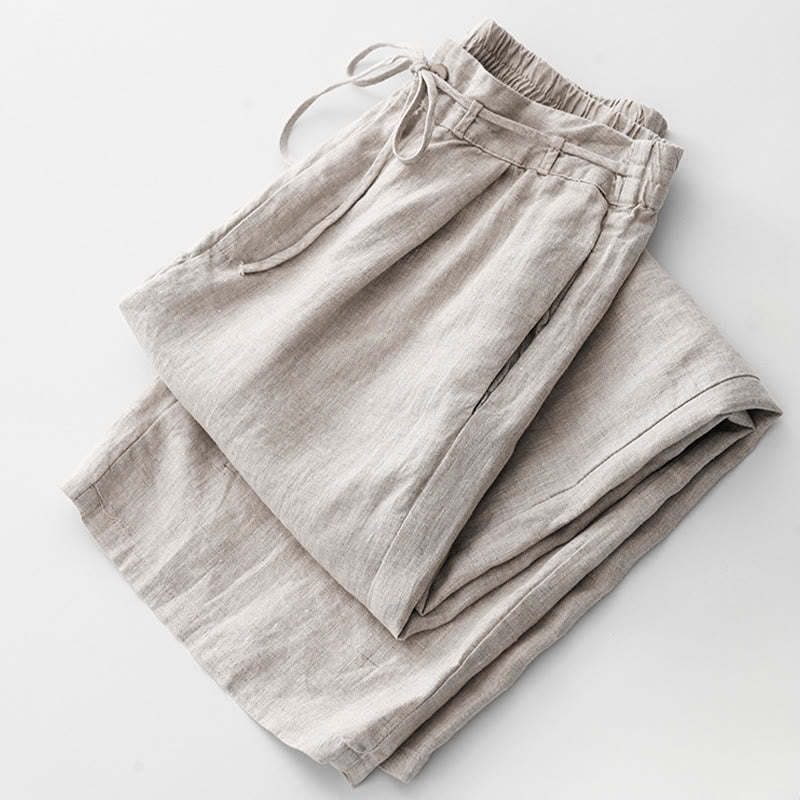 Tactile Cotton Straight-Leg Meditation Pants with Pockets