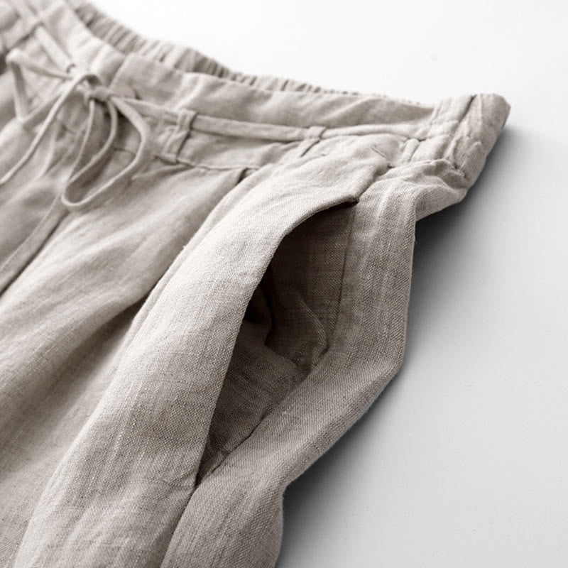 Tactile Cotton Straight-Leg Meditation Pants with Pockets
