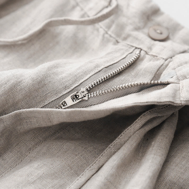Tactile Cotton Straight-Leg Meditation Pants with Pockets