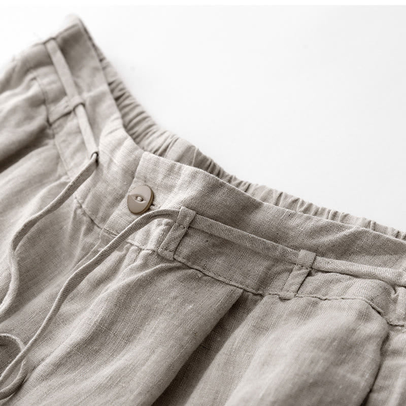Tactile Cotton Straight-Leg Meditation Pants with Pockets