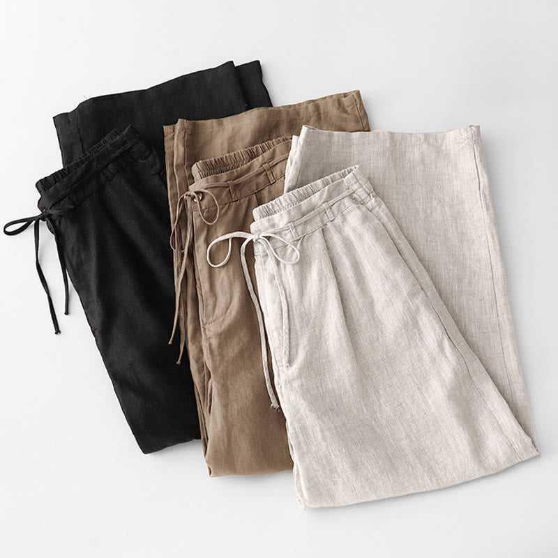 Tactile Cotton Straight-Leg Meditation Pants with Pockets