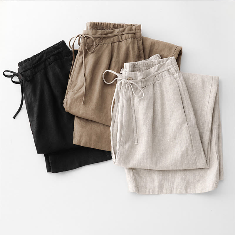 Tactile Cotton Straight-Leg Meditation Pants with Pockets