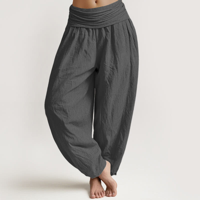 Breathable Cotton Pleated Waist Mindful Harem Pants