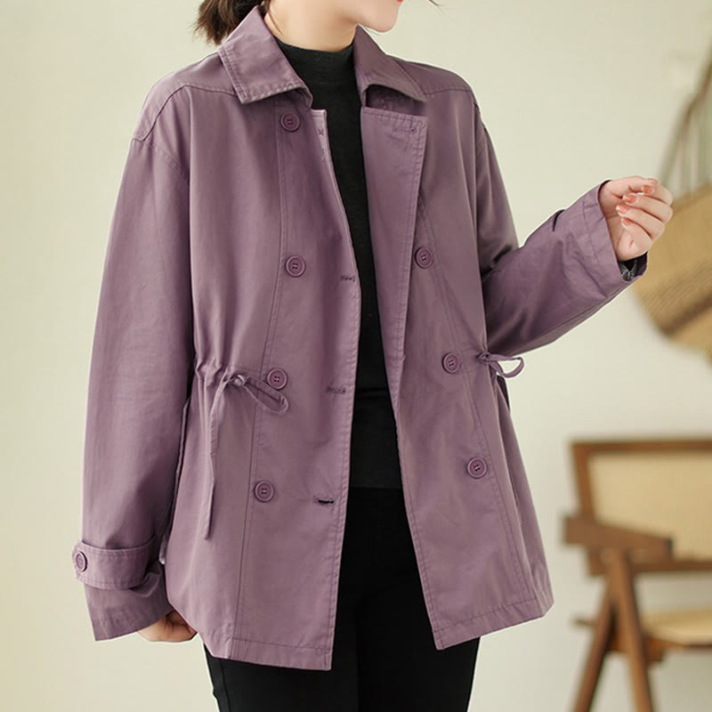 Women's Long Sleeve Button Cotton Jacket