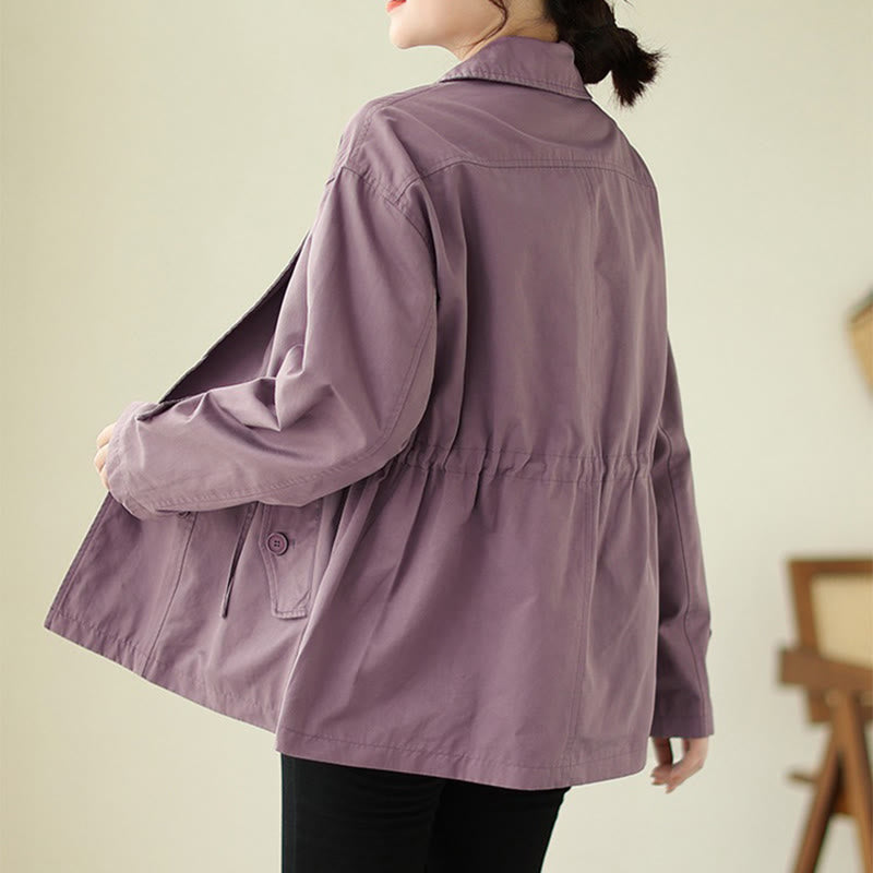 Women's Long Sleeve Button Cotton Jacket