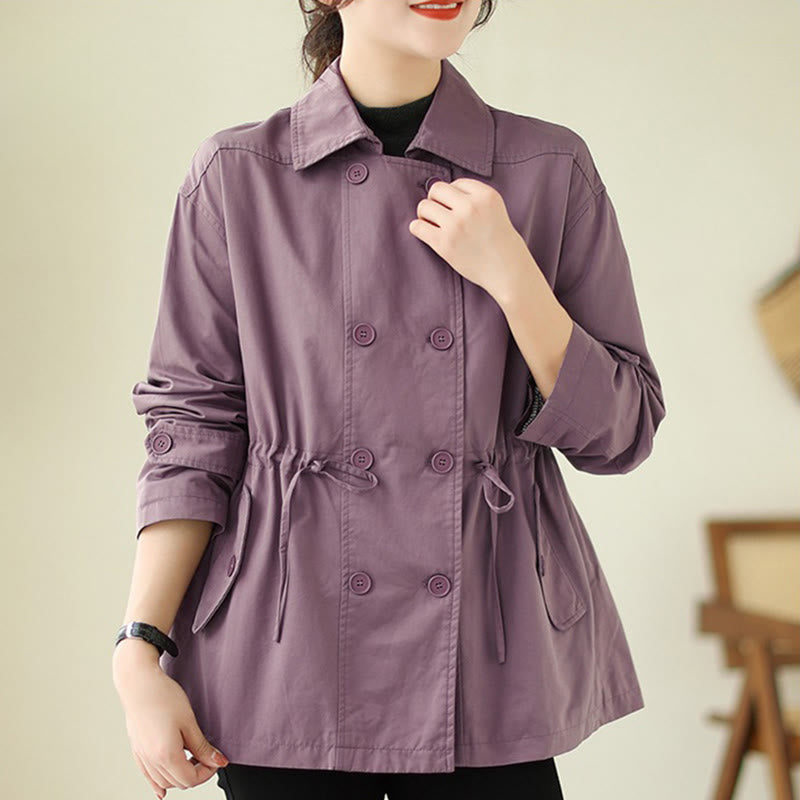 Women's Long Sleeve Button Cotton Jacket