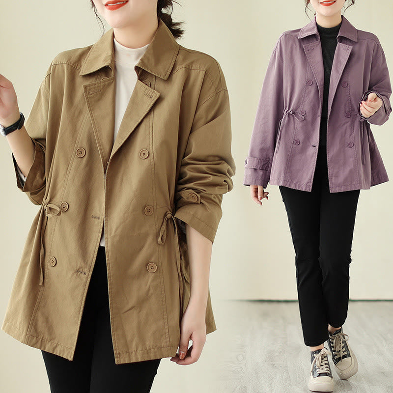 Women's Long Sleeve Button Cotton Jacket
