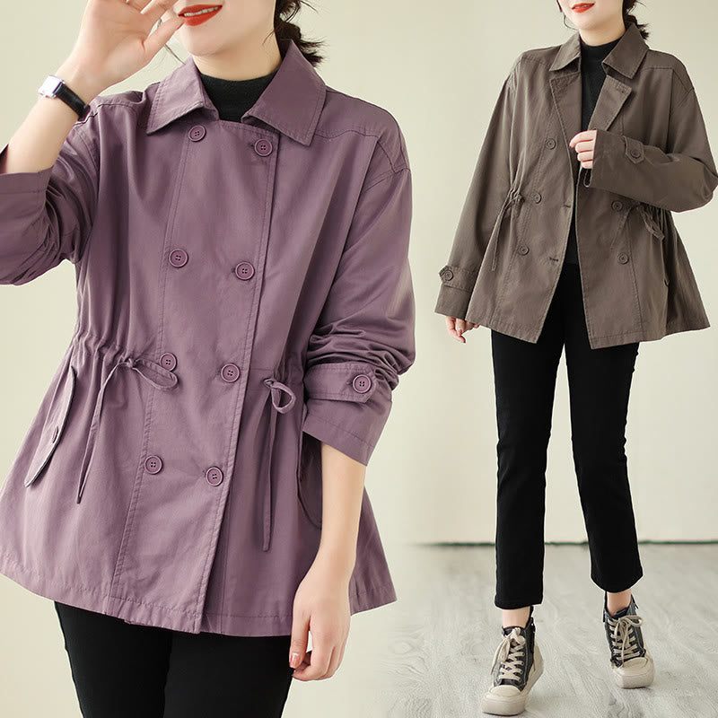 Women's Long Sleeve Button Cotton Jacket