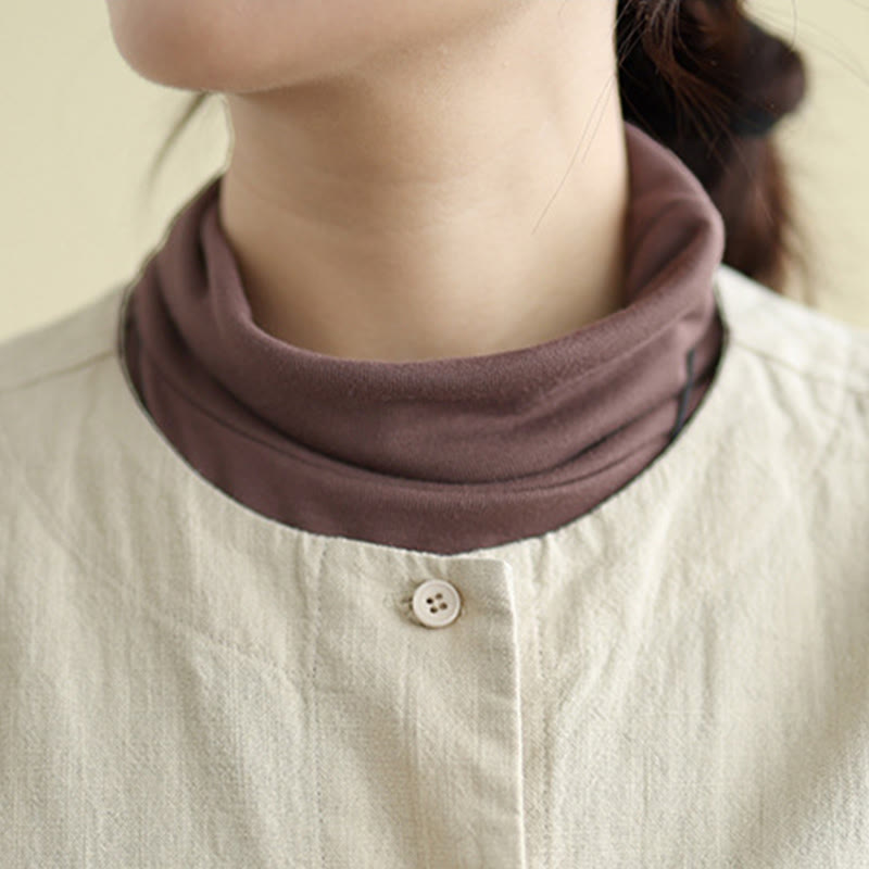 Women's Long Sleeve Crew Neck Cotton Jacket With Pockets