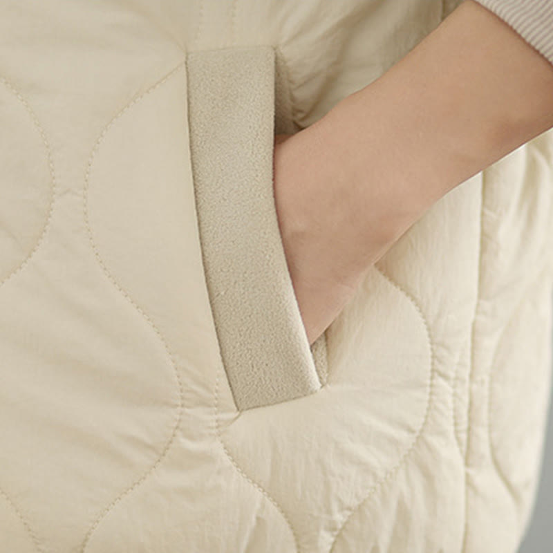 Women's Long Sleeve Thickened Warm Hood Cotton Jacket With Pockets