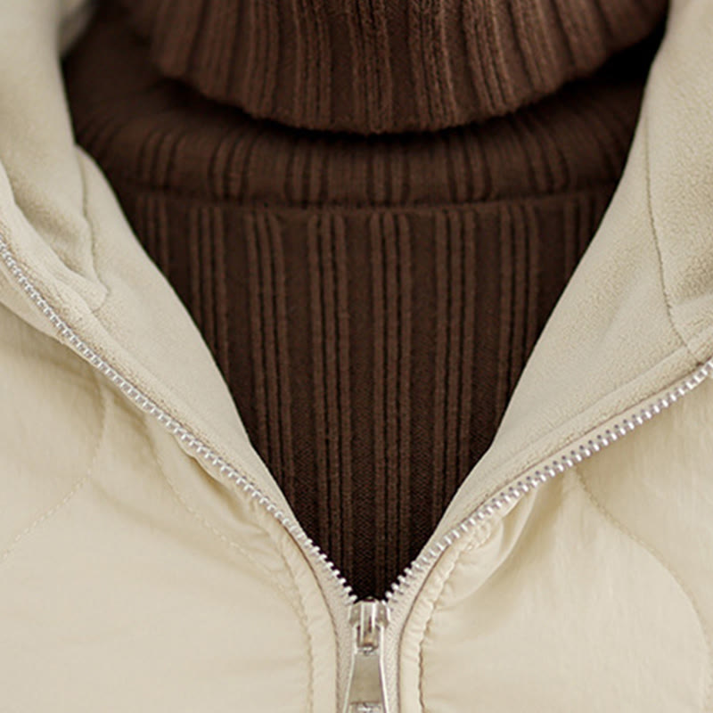 Women's Long Sleeve Thickened Warm Hood Cotton Jacket With Pockets