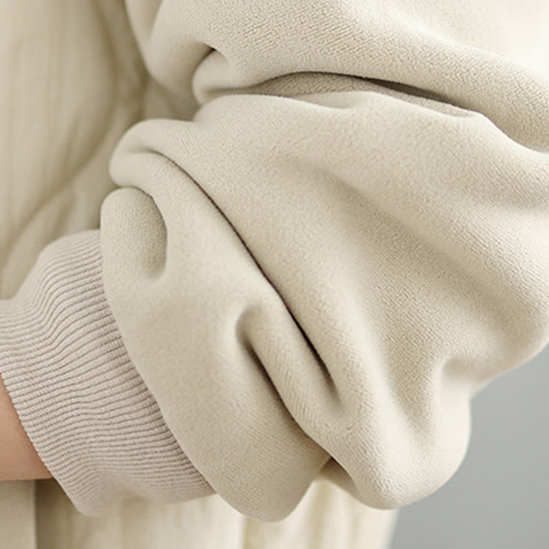 Women's Long Sleeve Thickened Warm Hood Cotton Jacket With Pockets