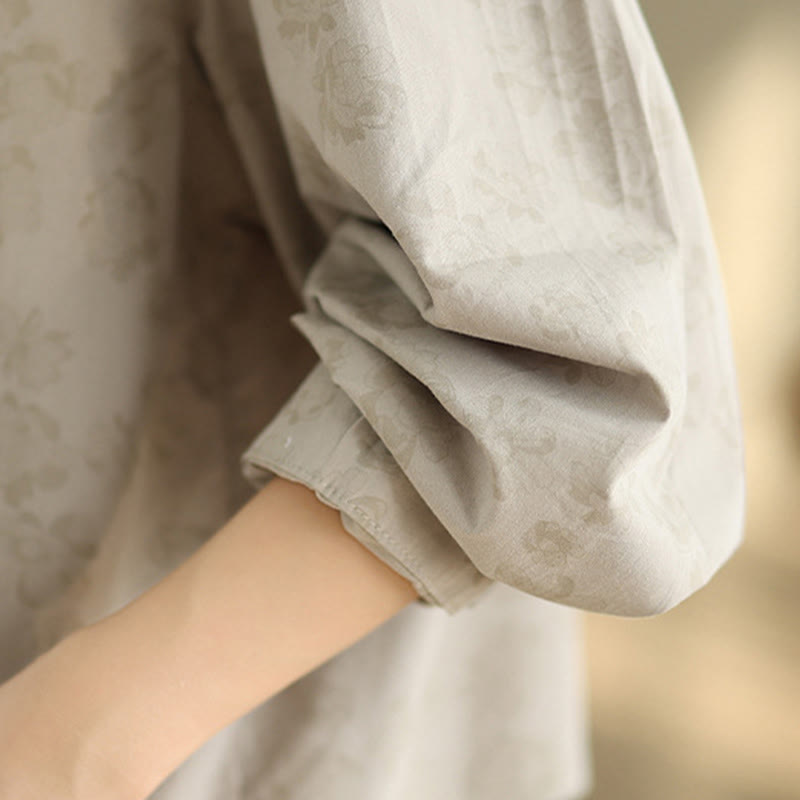 Embroidered Floral Stand-Collar Breathable Mindful Shirt