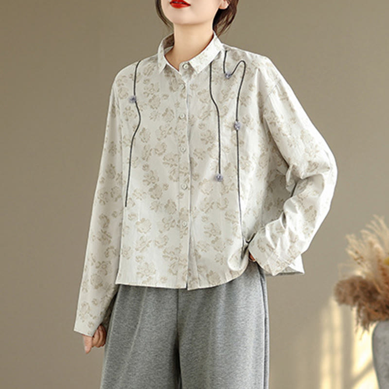 Embroidered Floral Stand-Collar Breathable Mindful Shirt