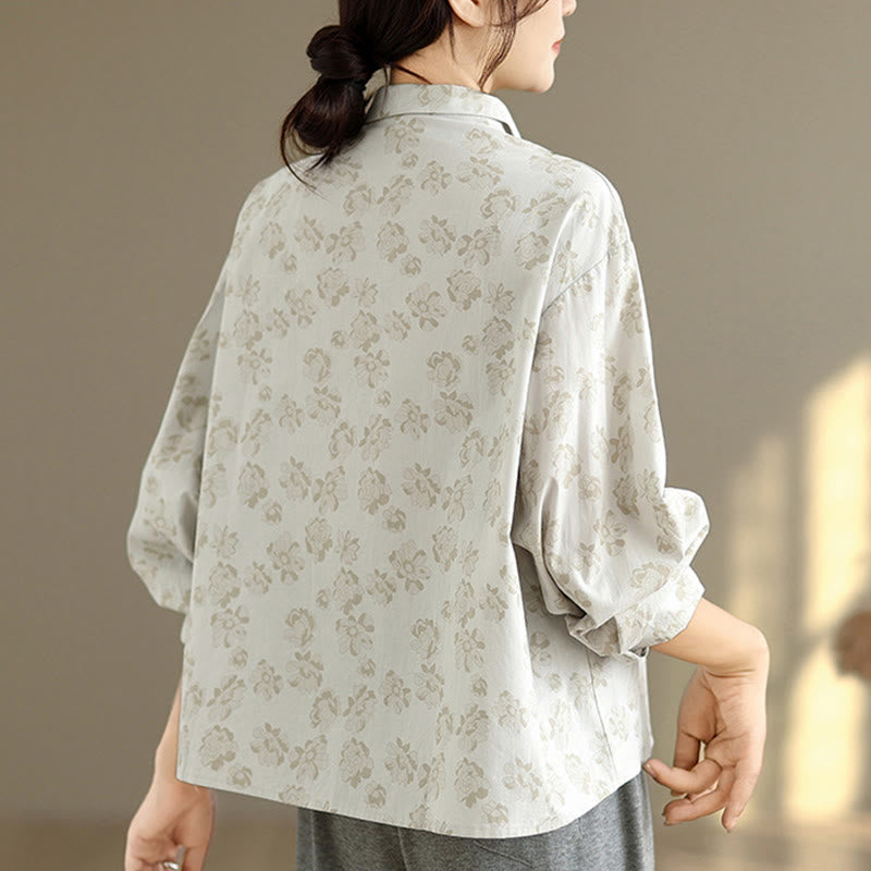 Embroidered Floral Stand-Collar Breathable Mindful Shirt