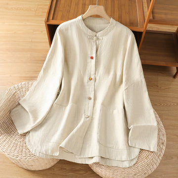 Breathable Cotton Crew Neck Long Sleeve Mindful Movement Shirt