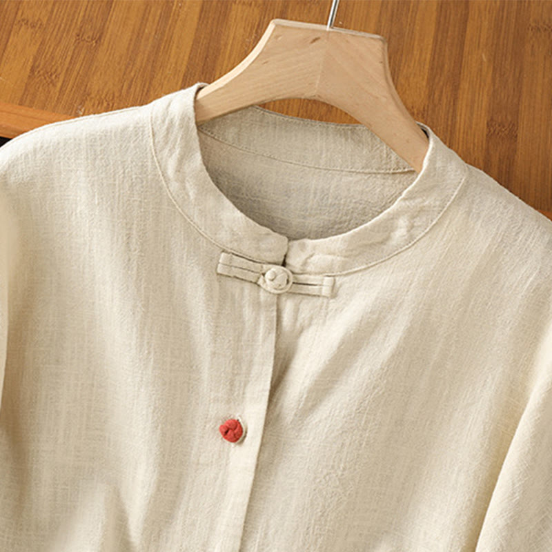 Breathable Cotton Crew Neck Long Sleeve Mindful Movement Shirt