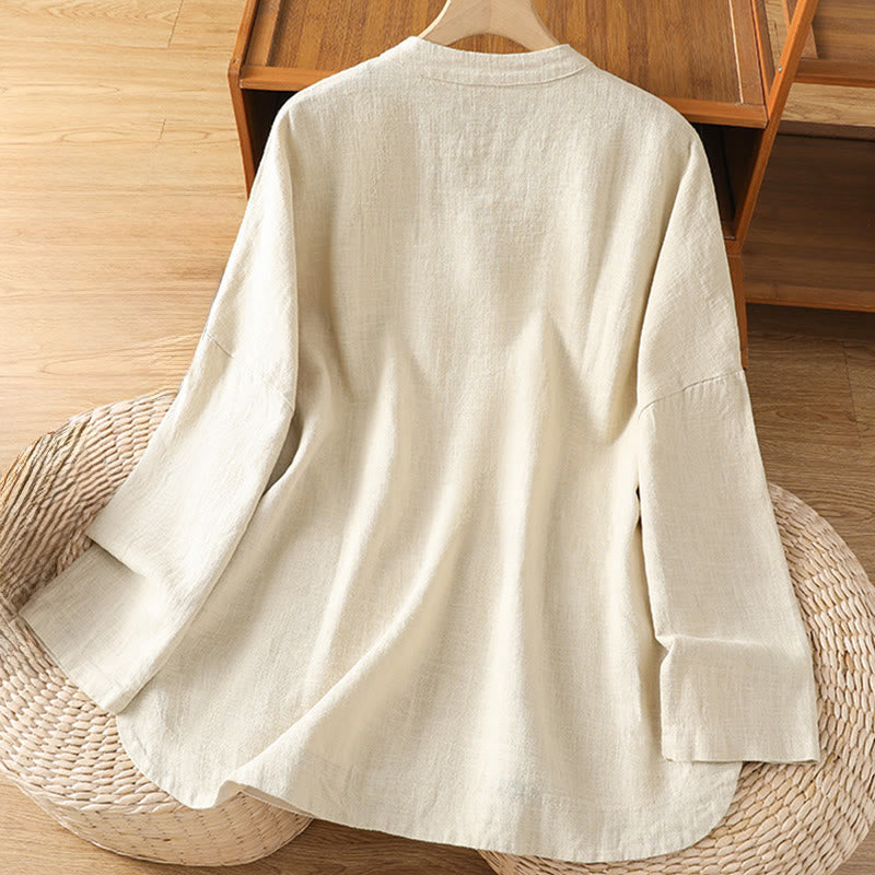 Breathable Cotton Crew Neck Long Sleeve Mindful Movement Shirt