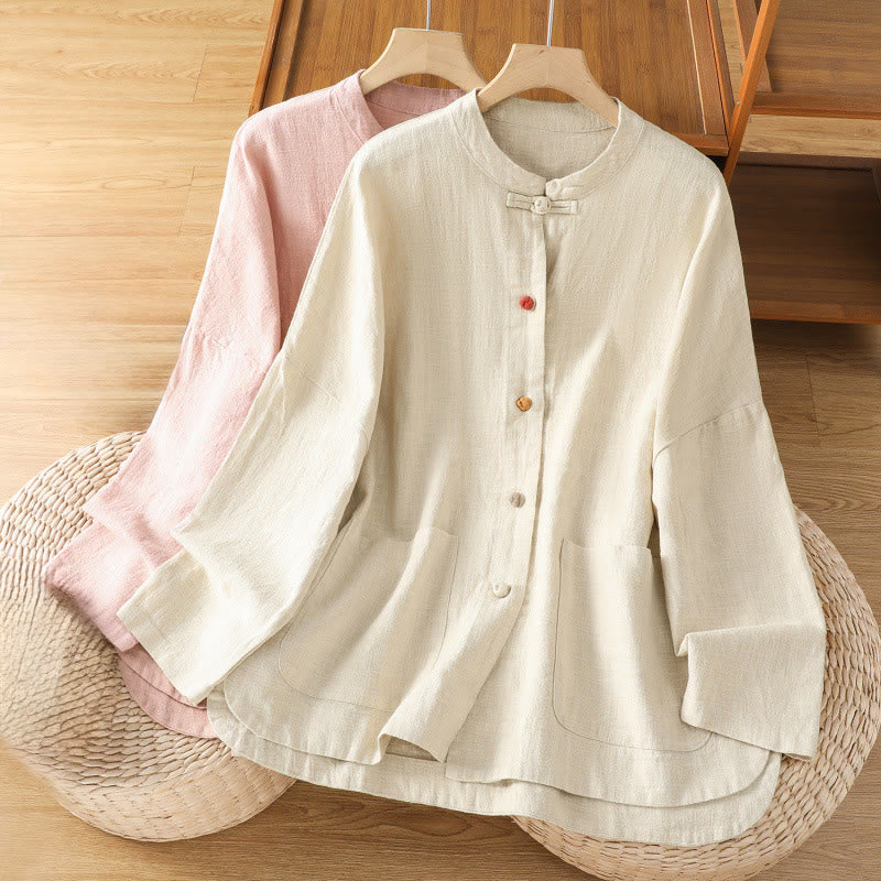 Breathable Cotton Crew Neck Long Sleeve Mindful Movement Shirt