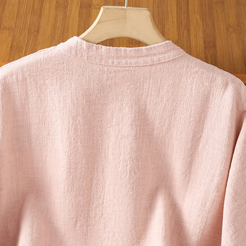 Breathable Cotton Crew Neck Long Sleeve Mindful Movement Shirt